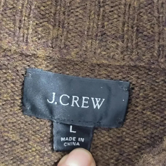 J.Crew Mens Brown Merino Wool & Nylon Shawl Collar Sweater Size L  27CT - Picture 4 of 8